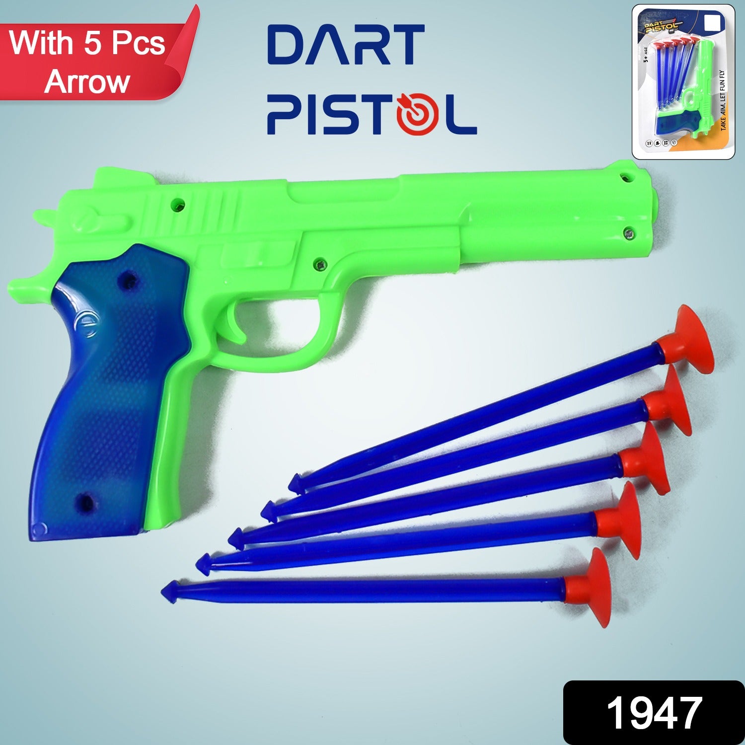 Medium Size Plastic 1 Gun With 5 Soft Suction Dart Bullets (1 Set) Medium Size Plastic 1 Gun With 5 Soft Suction Dart Bullets (1 Set)